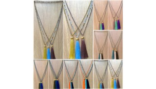 balinese tassels necklace beads mix glass golden caps free shipping